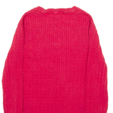 TOMMY HILFIGER Mens Jumper Red V-Neck Cable Knit M