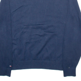 TOMMY HILFIGER Mens Patterned Jumper Blue Argyle V-Neck Tight Knit M