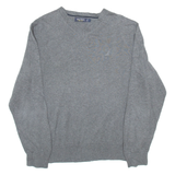 NAUTICA Mens Jumper Grey V-Neck Tight Knit L