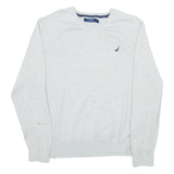 NAUTICA Mens Jumper Grey V-Neck Tight Knit L