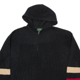 LAUREN RALPH LAUREN Womens Jumper Black Striped 1/4 Zip Tight Knit Wool L