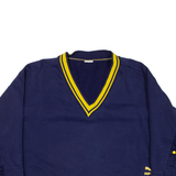 PUMA Cropped Popper Sleeves Womens Sweatshirt Blue V-Neck UK 16