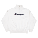 CHAMPION Womens Sweatshirt White 1/4 Zip S