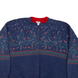 Button-Up Womens Sweatshirt Blue L