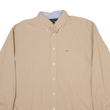 TOMMY HILFIGER Mens Shirt Beige Check Long Sleeve L