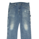 DICKIES Carpenter Mens Jeans Blue Regular Straight Stone Wash W34 L30