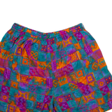 BOLO SPIRIT Mens Casual Shorts Blue Relaxed 90s Crazy Pattern XL W30