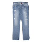 GUESS Weekend Distressed Womens Jeans Blue Regular Straight Stone Wash W32 L34