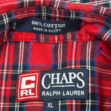Chaps Ralph Lauren Checked Flannel Shirt - XL Red Cotton