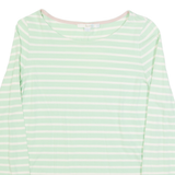 BODEN Womens Printed Top Green Long Sleeve Striped UK 8