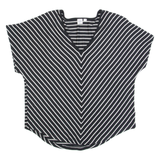GAP Womens Printed Top Black V-Neck Striped M