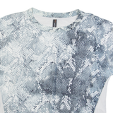 MARC CAIN Womens Printed Top Grey Silk Animal Print L