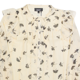 DKNY Womens Printed Shirt Cream Long Sleeve Floral M