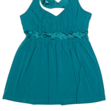 DKNY Womens Halter Neck Top Green V-Neck Sleeveless S
