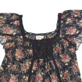 RALPH LAUREN DENIM & SUPPLY Sheer Womens Printed Blouse Black Floral XL