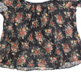 RALPH LAUREN DENIM & SUPPLY Sheer Womens Printed Blouse Black Floral XL