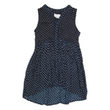 ANTHROPOLOGIE Womens Printed Top Blue Sleeveless Polka Dot XS
