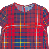 TOMMY HILFIGER Womens Printed Top Red Plaid UK 6