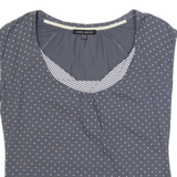 LAURA ASHLEY Womens Printed Top Grey Polka Dot UK 12
