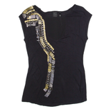 KAREN MILLEN Beaded Womens Top Black UK 10