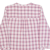 CREW CLOTHING Womens Printed Shirt Pink V-Neck Long Sleeve Check UK 10