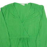 FAT FACE Womens Smock Top Green V-Neck Long Sleeve UK 12