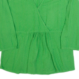FAT FACE Womens Smock Top Green V-Neck Long Sleeve UK 12