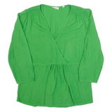 FAT FACE Womens Smock Top Green V-Neck Long Sleeve UK 12