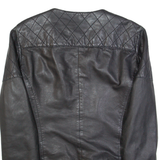 MASSIMO DUTTI Womens Biker Jacket Black Leather S