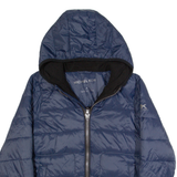 MICHAEL KORS Womens Puffer Coat Blue Hooded UK 8