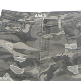 Womens Denim Shorts Green Camouflage XS W24