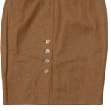 Womens Straight Skirt Brown Knee Length Wool S