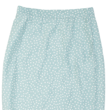 Womens Pencil Skirt Blue Midi Viscose Polka Dot L