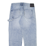 FSBN Carpenter Mens Jeans Blue Regular Straight Acid Wash W31 L30