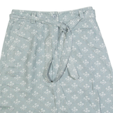 LAURA ASHLEY Belted Womens Straight Skirt Blue Knee Length Linen Floral UK 8