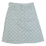 LAURA ASHLEY Belted Womens Straight Skirt Blue Knee Length Linen Floral UK 8