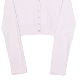GUESS Cropped Womens Cardigan Pink Tight Knit S