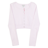 GUESS Cropped Womens Cardigan Pink Tight Knit S