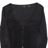 TED BAKER Womens Cardigan Black V-Neck Tight Knit S