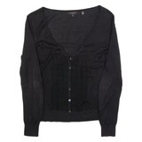 TED BAKER Womens Cardigan Black V-Neck Tight Knit S