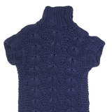 TED BAKER Womens Heavy Knit Cardigan Blue High Neck Chunky Knit Short Sleeve S