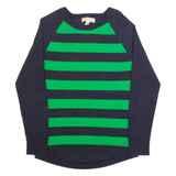 MICHAEL KORS Womens Patterned Jumper Blue Striped Tight Knit S