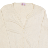 MONSOON Womens Cardigan Beige Tight Knit UK 12