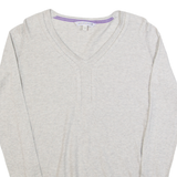 FAT FACE Womens Jumper Grey V-Neck Tight Knit UK 10