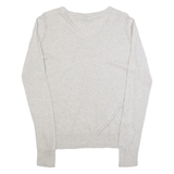 FAT FACE Womens Jumper Grey V-Neck Tight Knit UK 10