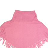 GUESS Poncho Womens Jumper Pink Roll Neck Tight Knit Short Sleeve Mohair S