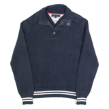 TOMMY HILFIGER Mens Jumper Blue 1/4 Zip Tight Knit M