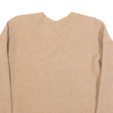 WHISTLES Womens Jumper Beige V-Neck Tight Knit Wool XS