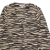 HOBBS LONDON Womens Printed Shirt Beige V-Neck Long Sleeve Animal Print UK 6