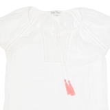 FAT FACE Womens Top White V-Neck UK 12